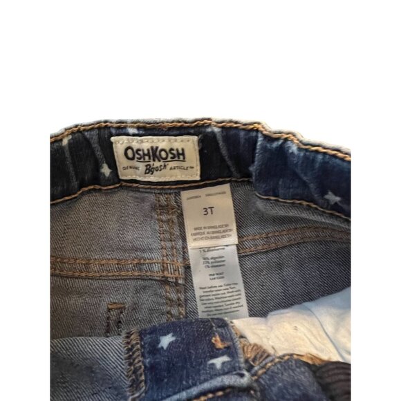 OshKosh BGosh Girls Denim Shorts 3T Star Print Adjustable Waist Raw Hem Pockets - Picture 4 of 6
